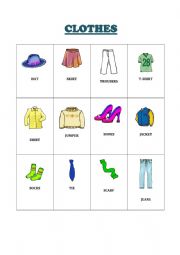 CLOTHES PICTIONARY - ESL worksheet by AuntPaola