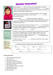 English Worksheet: Malala Yousafzai