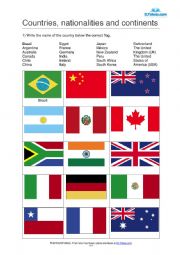 English Worksheet: nationalities