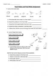 English Worksheet: Food chains and Food webs