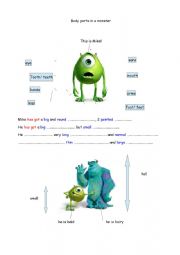 English Worksheet: Monsters body parts