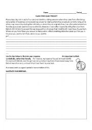 English Worksheet: Story Quilt; Place and Identity