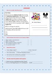 English Worksheet:  A POSTCARD