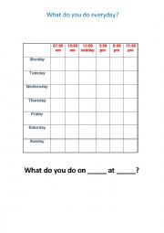 English Worksheet: Everyday Activity / Preposition of time