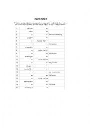 English Worksheet: comparative and superative