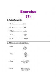 English Worksheet: artyicles a an