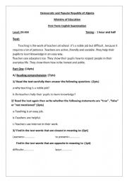 English Worksheet: Exam