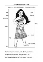 English Worksheet: Vaiana (Moana) Label the body. 