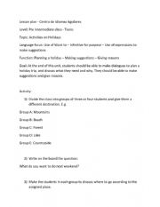 English Worksheet: Holidays lesson plan