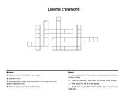 English Worksheet: CINEMA CROSSWORD