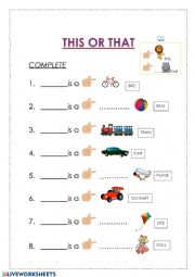 English Worksheet: This or That