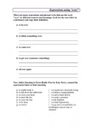 English Worksheet: Katy Perry - Never Really Over - Expressions using 