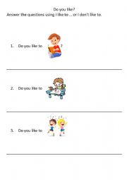 English Worksheet: What do you like to do?