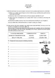 English Worksheet: WALL-E - Future (will)