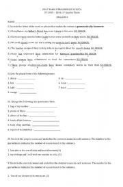 English Worksheet: LANGUAGE 4 EXAM - 1ST QUARTER