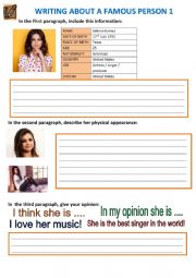 English Worksheet: Write about a famous person- part 1