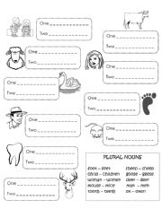 Irregular Plurals with Pictures Worksheet - ESL worksheet by katieso