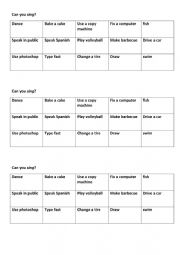 English Worksheet: Abilities - find someone who