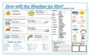 English Worksheet: THE WEATHER -FUTURE FORM OF TO BE