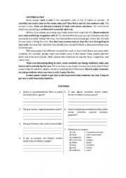 English Worksheet: Catching a Cold