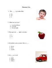 English Worksheet: Placement test 7-10 years