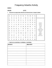 English Worksheet: Frequency Adverbs word search