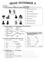 English Worksheet: My family tree