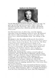 English Worksheet: HARUKI MURAKAMI