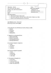 English Worksheet: LEGENDS