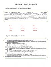 The Great Dictator - ESL worksheet by pipe3059