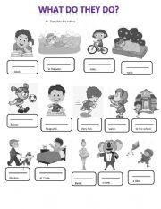 English Worksheet: Complete the actions