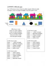 English Worksheet: HOUSES AND SHAPES