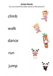 English Worksheet: Action words