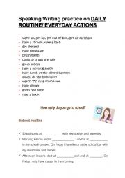 English Worksheet: speaking/writing activity about a student routine 