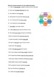 English Worksheet: Question Words: write the question for the underlined information.