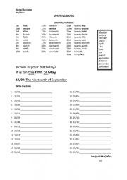 English Worksheet: Writing Dates