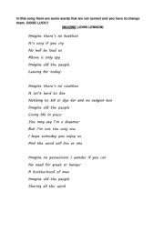English Worksheet: Imagine - song by John Lennon