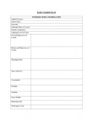 English Worksheet: LESSON PLAN SAMPLE