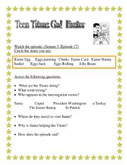 English Worksheet: Easter Video Activity - Teen Titans Go!  
