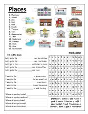 English Worksheet: places in a city ......older
