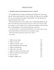 English Worksheet: Fifth grade Grammar Test