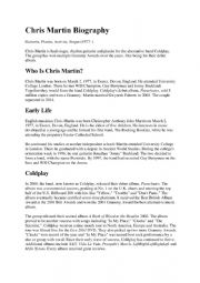 English Worksheet: Chris Martin Biography 