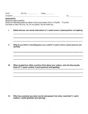 English Worksheet: Diagnosis for a Culture Course