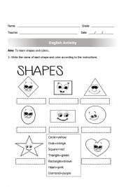 English Worksheet: shapes