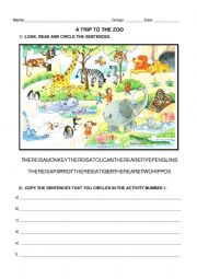 English Worksheet: A trip to the zoo