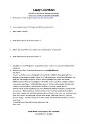 English Worksheet: Crazy Collectors - Video/Listening