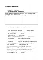 English Worksheet: Worksheet Quantifiers