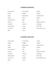 English Worksheet: Green Issues Vocabulary