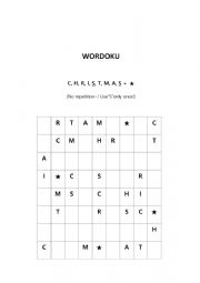 English Worksheet: WORDOKU - Christmas★