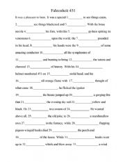 English Worksheet: Cloze Assignment Fareinheit 451 